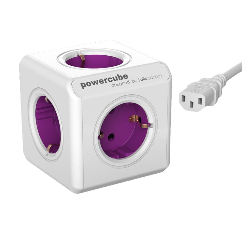 PowerCube Rewirable Multifunction Travel Plug (Gray, Purple)