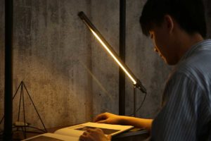 desk and reading lamp