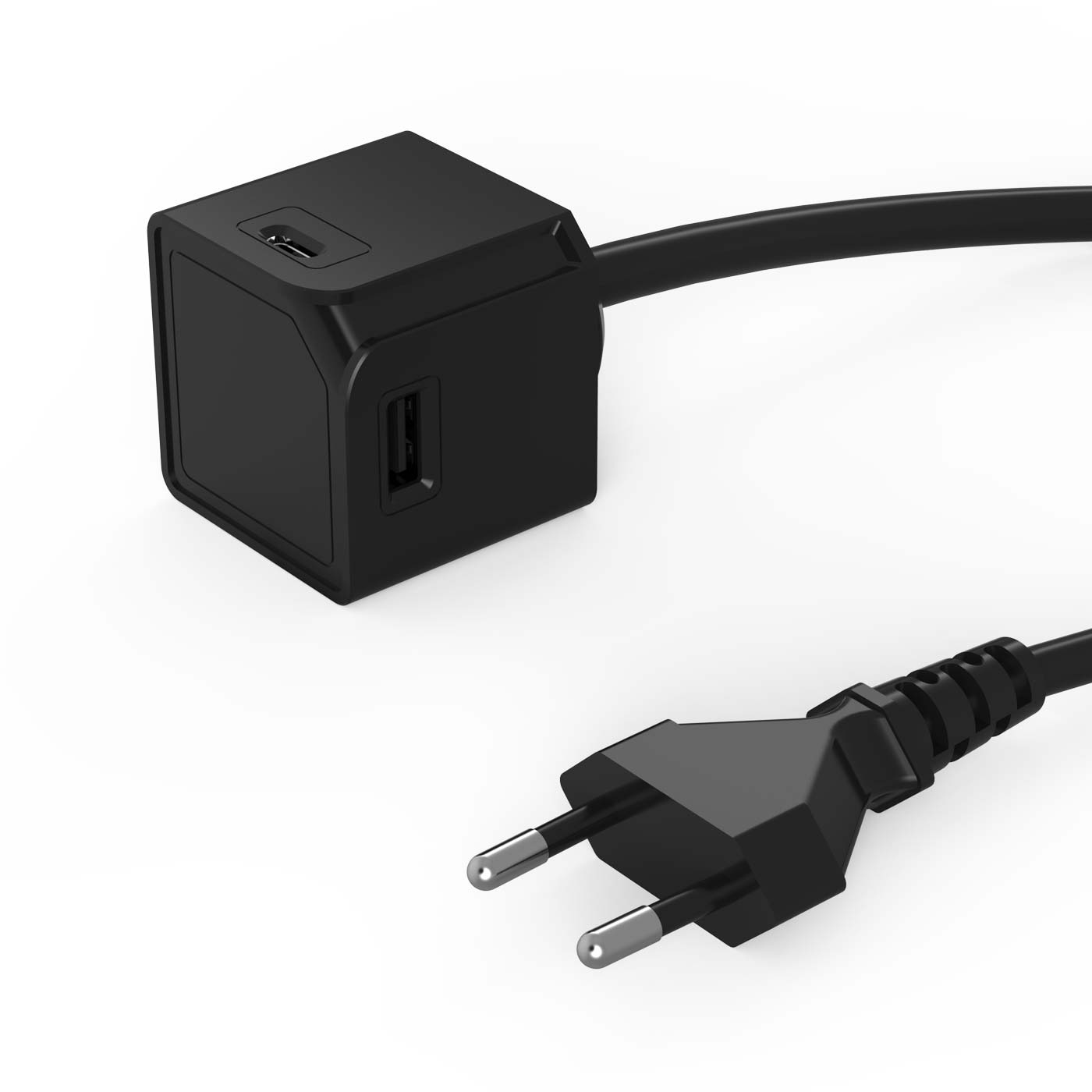 de mærkelig Min USB Cube Extended USB A+C + 1,5m Cable Black - Powercubes